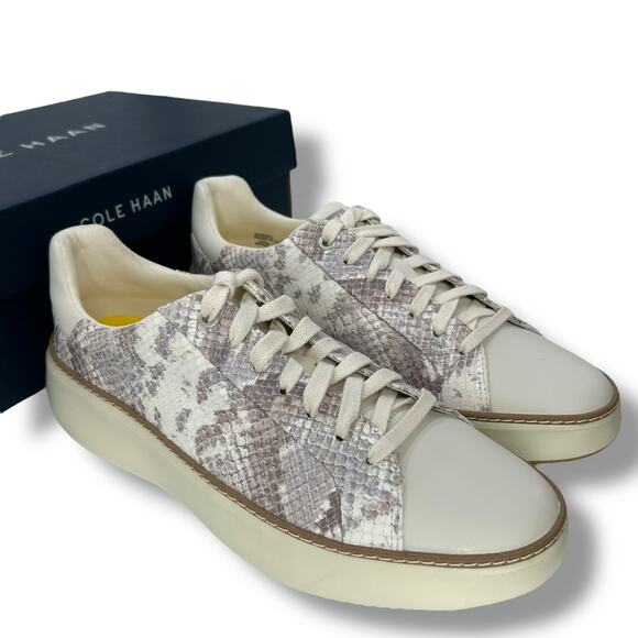 Cole Haan Snake Print Sneakers - Cream and Gray - Picture 1 of 12